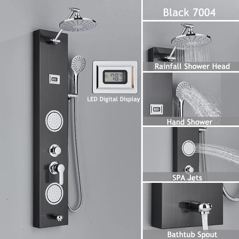 Shinesia Luxury LED Shower Panel With Massage Jets Rain