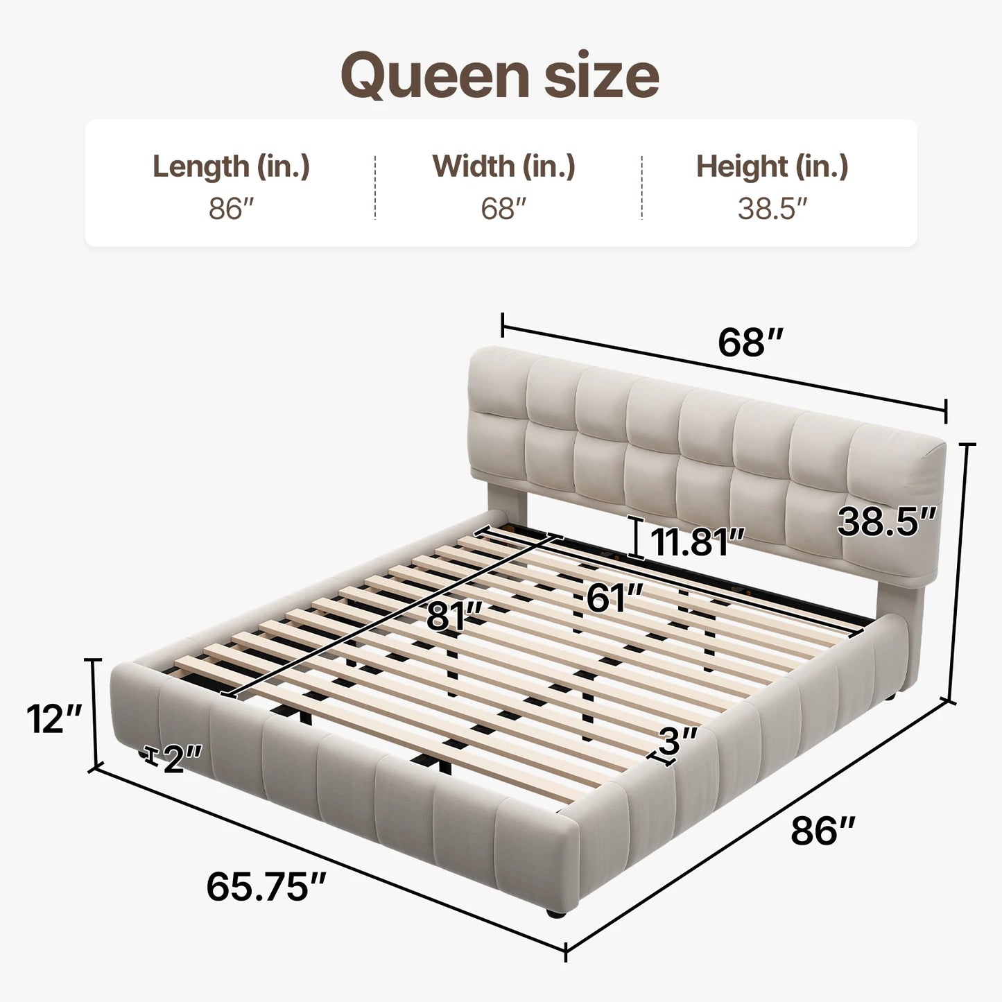 Cloud Platform Bed With Footboard And Modern Block Design