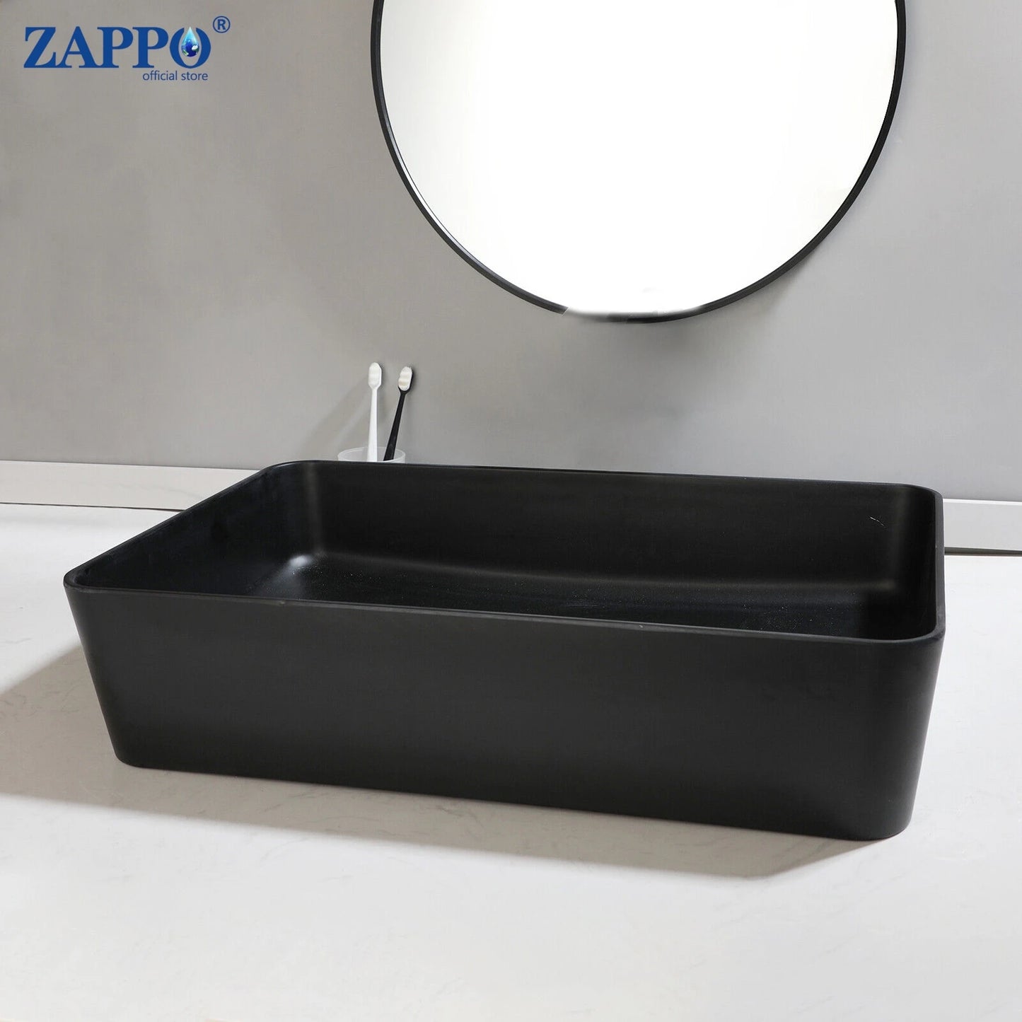 Torayvino Stone Resin Vessel Sink With Drain, Above-Counter Washbasin