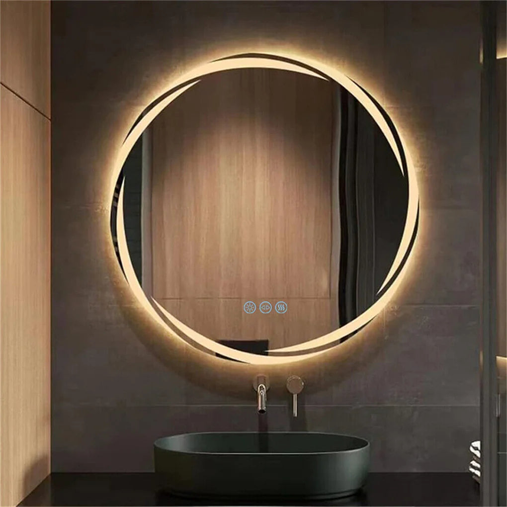 LED Round Anti Fog Bathroom Mirror With Backlit Color Lights