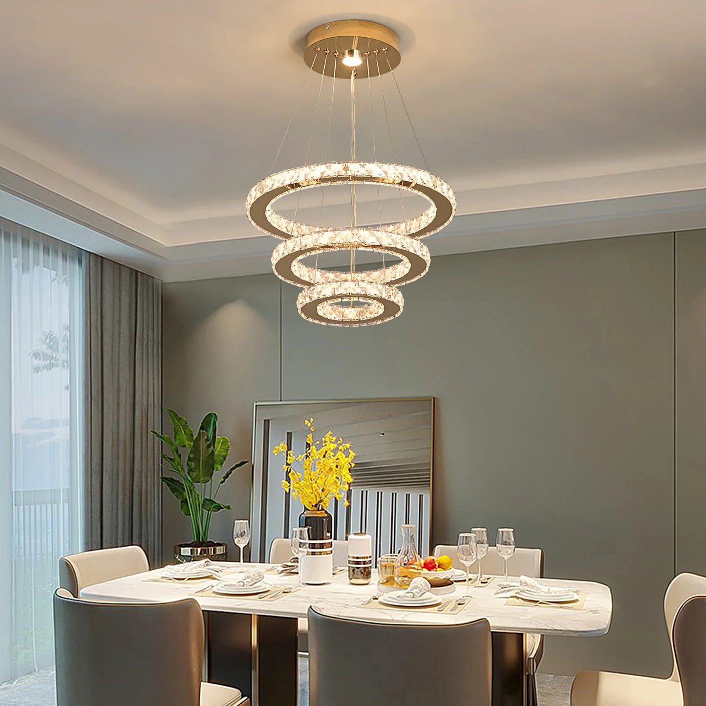 VETRULUS Crystal Chandelier for Living Room Hall Ceiling Pendant Light