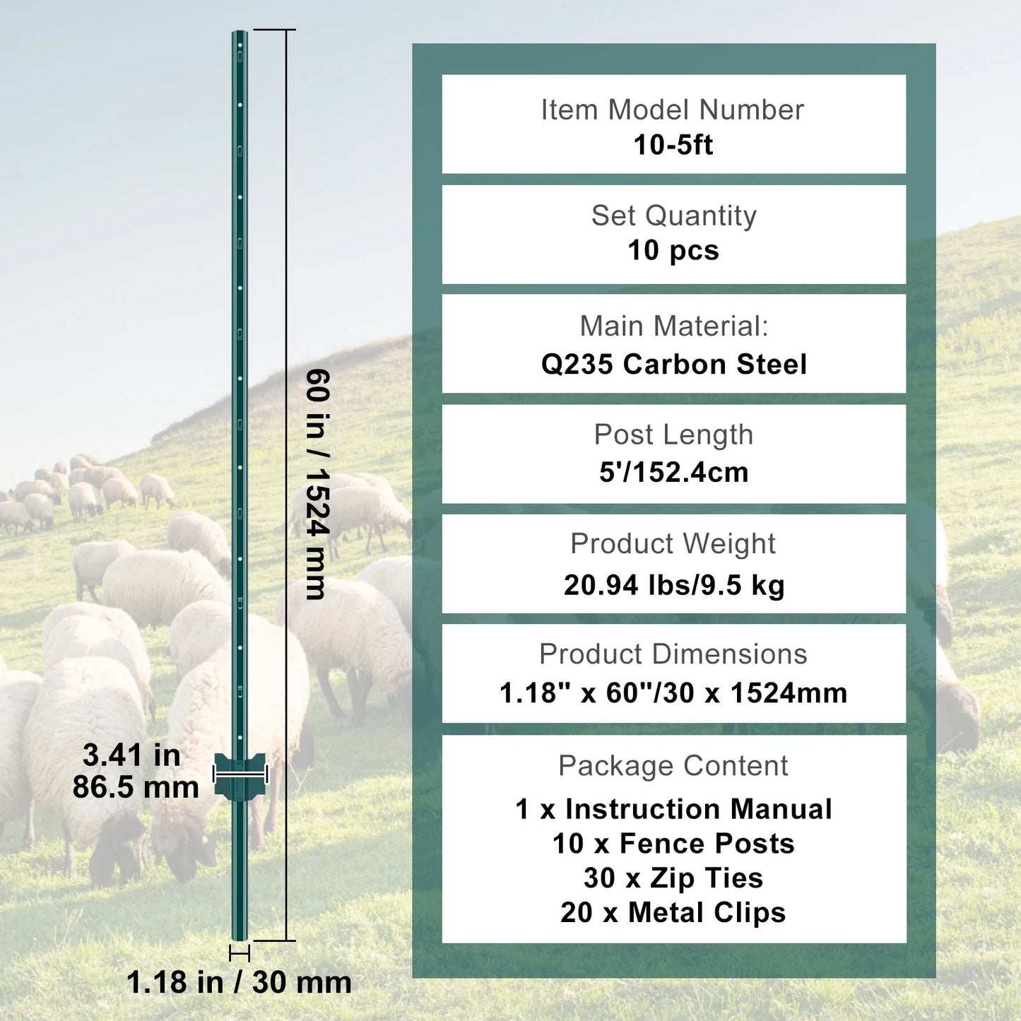 SucceBuy Heavy Duty Fence Post T Post for Outdoor Fencing