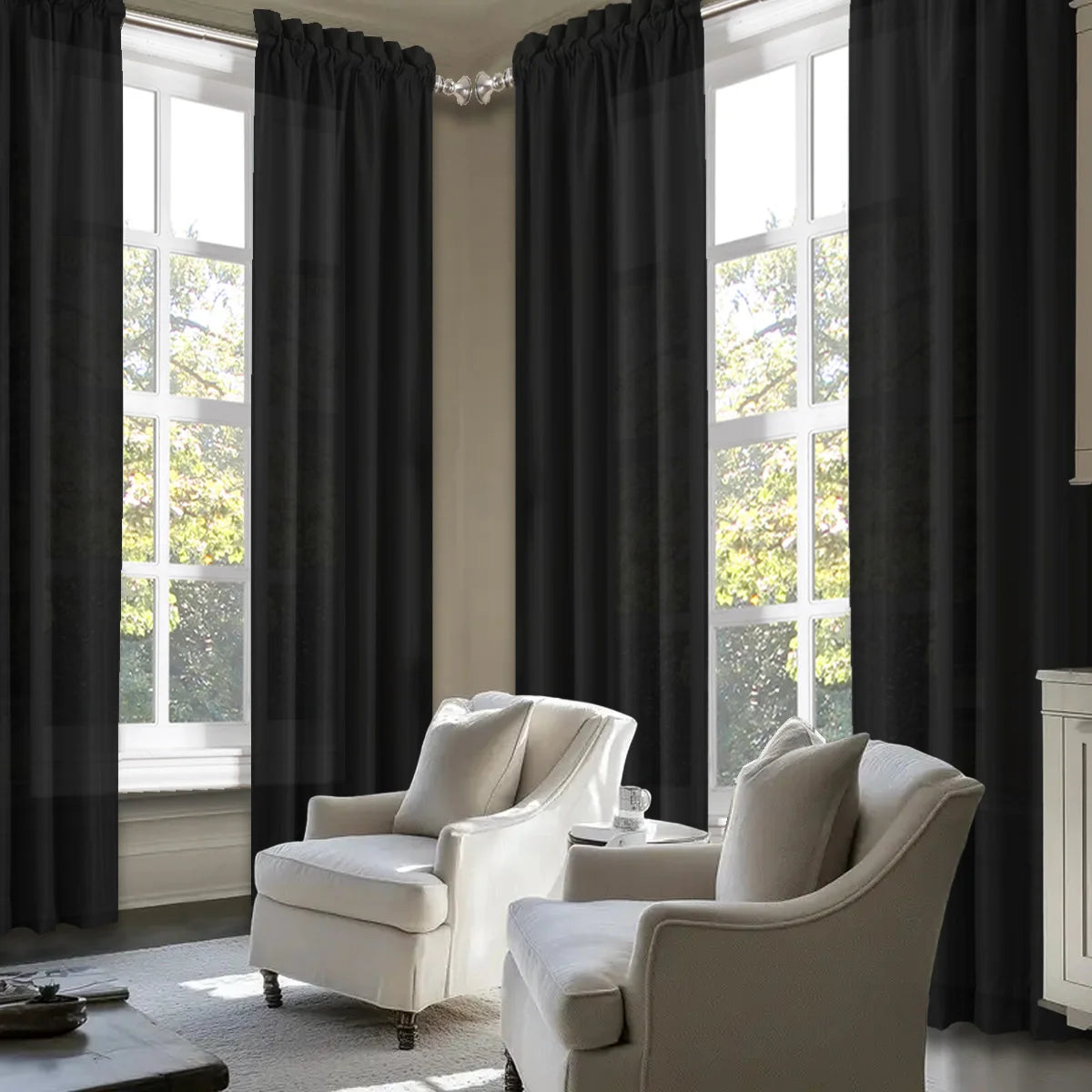 SABALANICA Light Filtering Curtains 4 Piece Rod Pocket Set