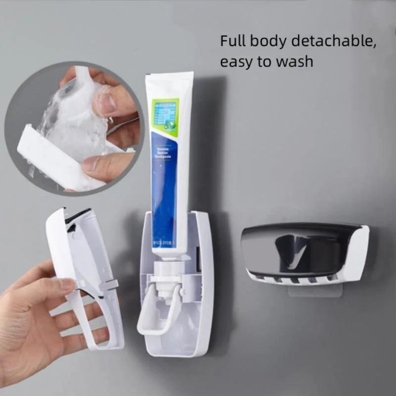 Wall Mounted Toothbrush And Toothpaste Holder With Automatic Dispenser
