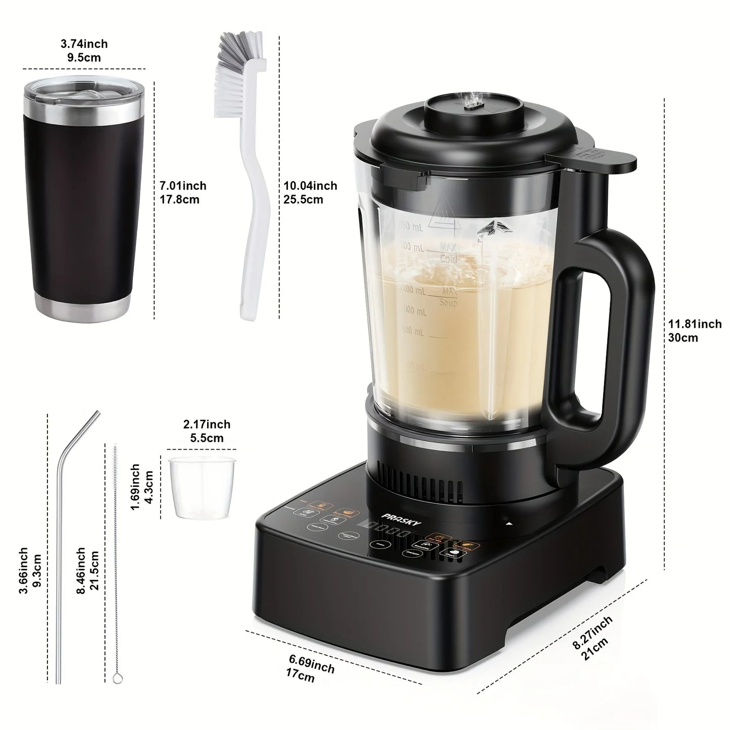Prasky 2400W Heating Blender 25000 RPM Heavy Duty Auto Clean