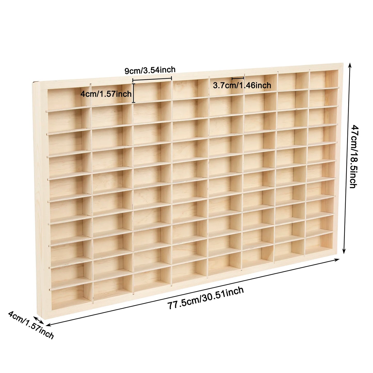 Wood Display Shelf For Diecast Cars, 80 Grid Storage