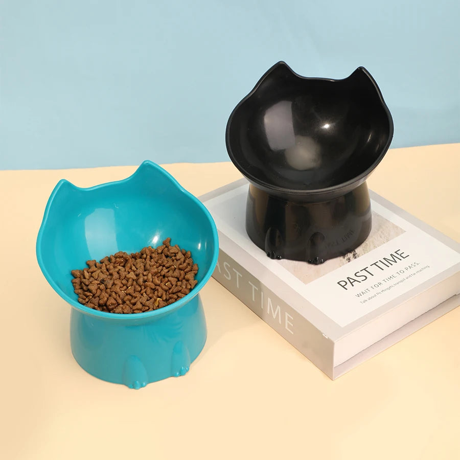 Elevated Cat Bowl Anti Tip Feeding Dish With Tilted Edge