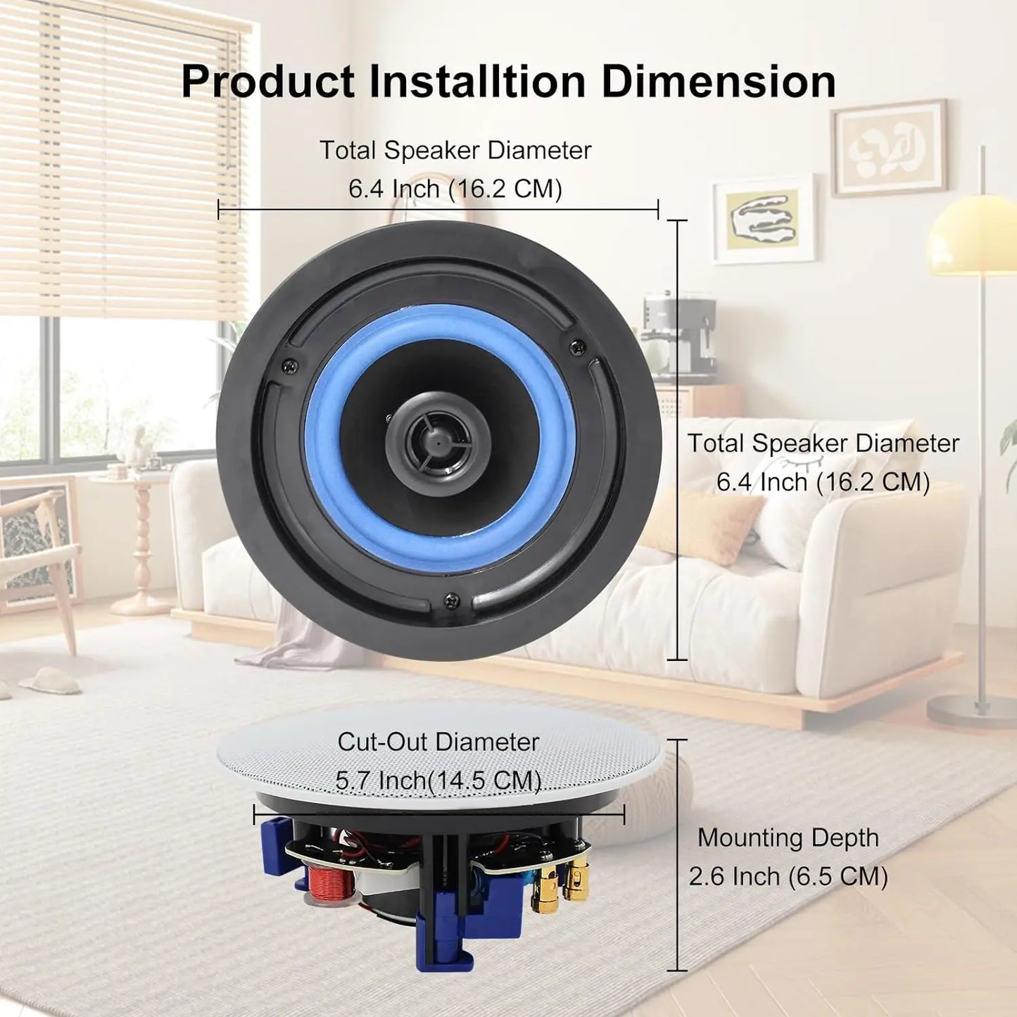 Herdio 320W Bluetooth Ceiling Speakers 2 Way for Home Theater