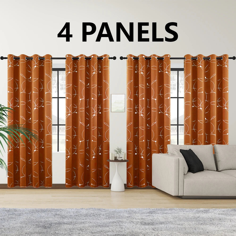 Blackout Curtains 4-Piece Grommet Set Thermally Insulated Room Darkening Bedroom