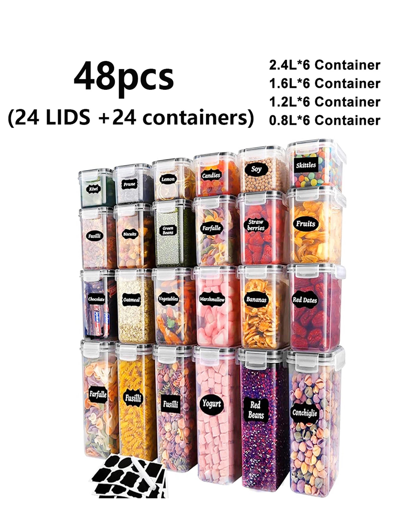 48 Pack Sealed Plastic Food Storage Containers With Lids
