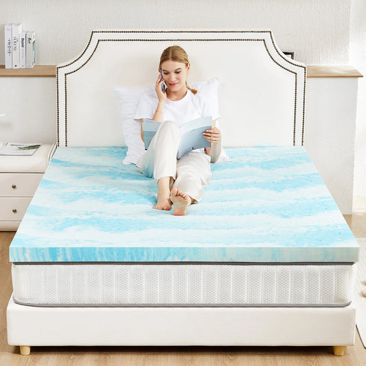 JHK Gel Memory Foam Mattress Topper Cooling Soft And Breathable