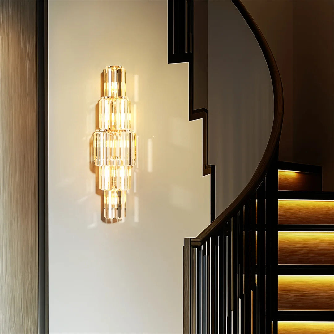 LUVODI Modern Crystal Wall Lamp 3-Layer Sconce With E14