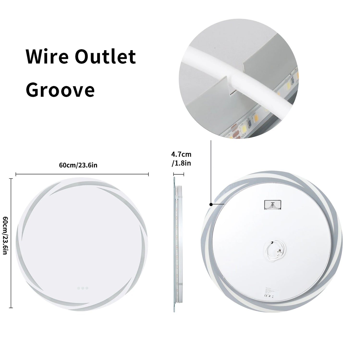 LED Round Anti Fog Bathroom Mirror With Backlit Color Lights