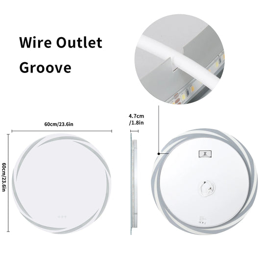 LED Round Anti Fog Bathroom Mirror With Backlit Color Lights
