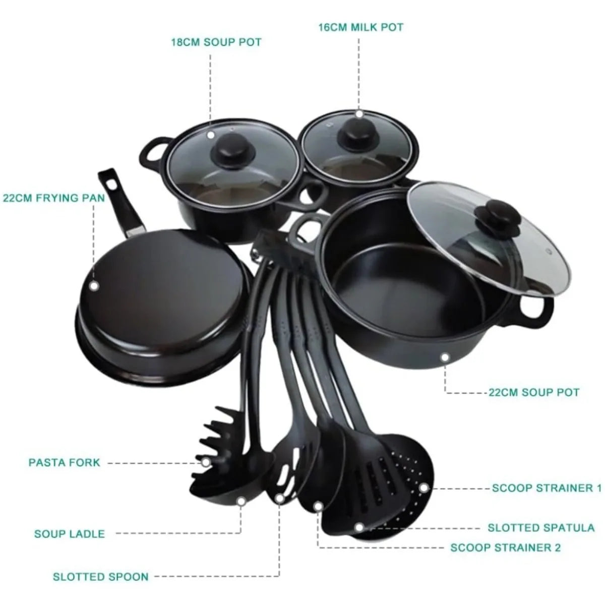 COBASPORT 13-Piece Non-Stick Cookware Set for Induction Cooking