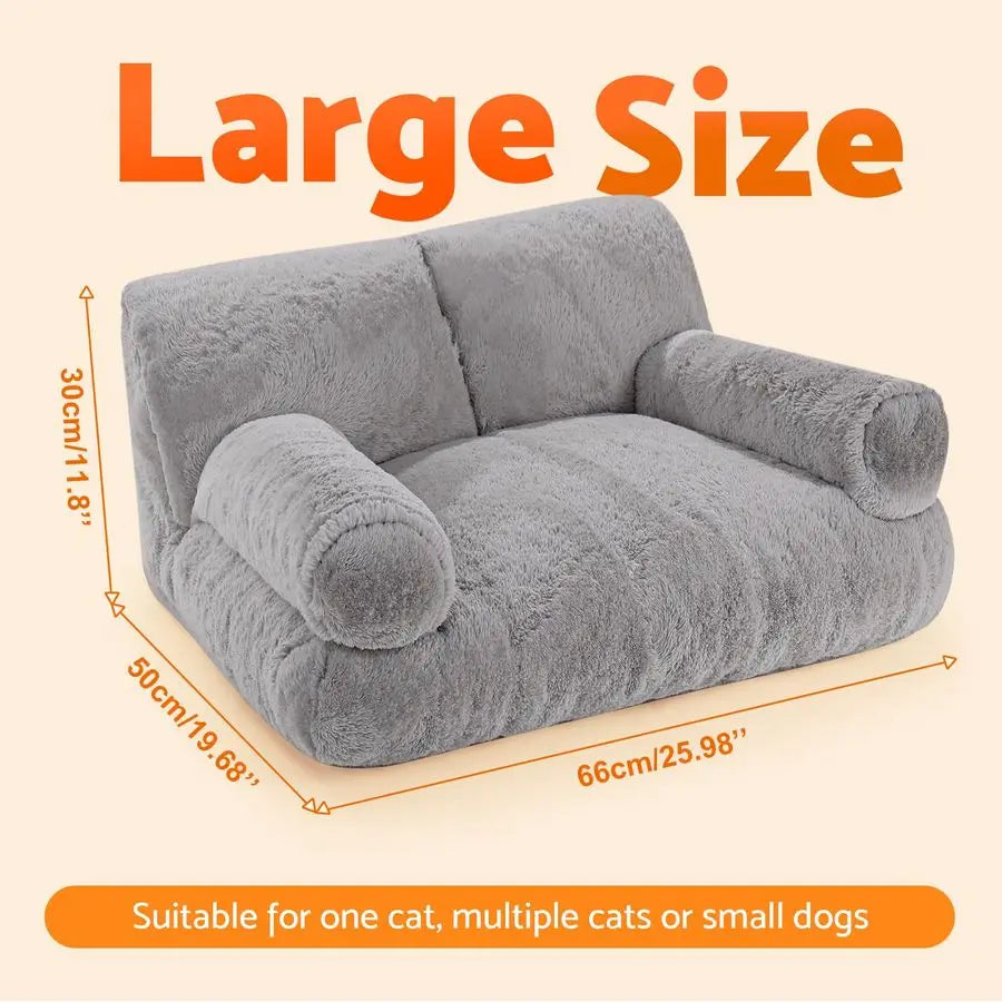 Orthopedic Cat Couch Bed With Bolstered Edges Plush Washable