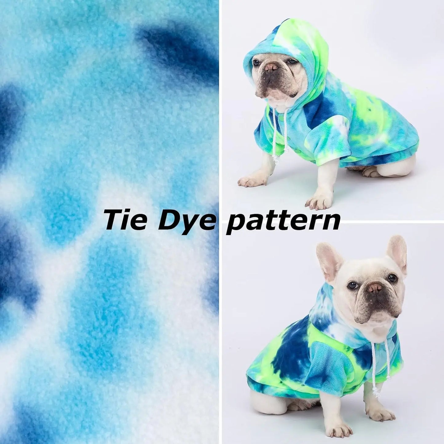 Tie Dye Dog Hoodie Sweatshirt Ultrasoft Warm Breathable Garment