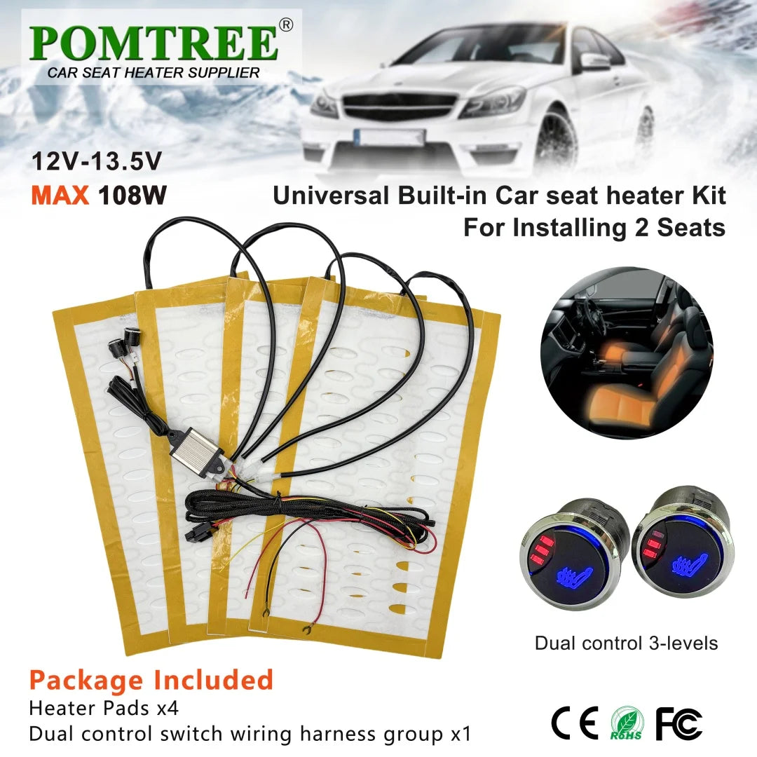 Universal Built-In Car Seat Heater For 2 Seats 12V 3-Level