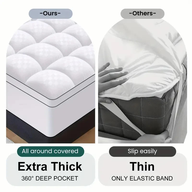 HGETVE Noiseless Thick 1000Gsm Mattress Topper With Cooling Breathable Fabric