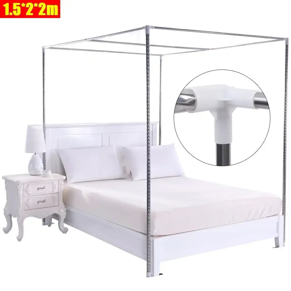 Detachable Mosquito Net Frame in Silver Stainless Steel Canopy