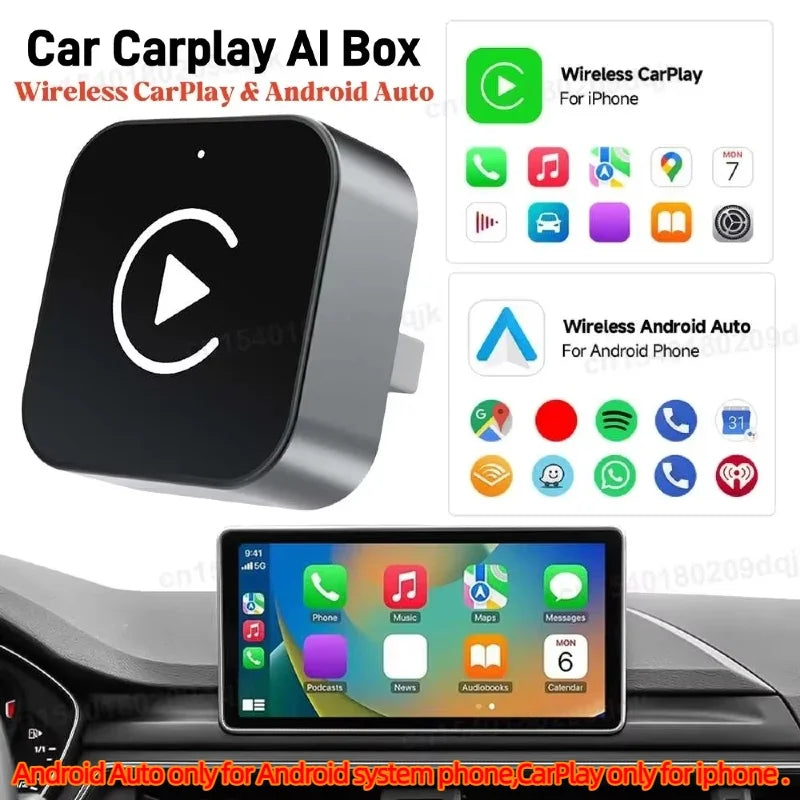 Mojoyce 2-in-1 Wireless CarPlay Android Auto Adapter Plug and Play