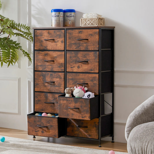 JHK Bedside Table Wardrobe With Steel Frame And Fabric Drawers