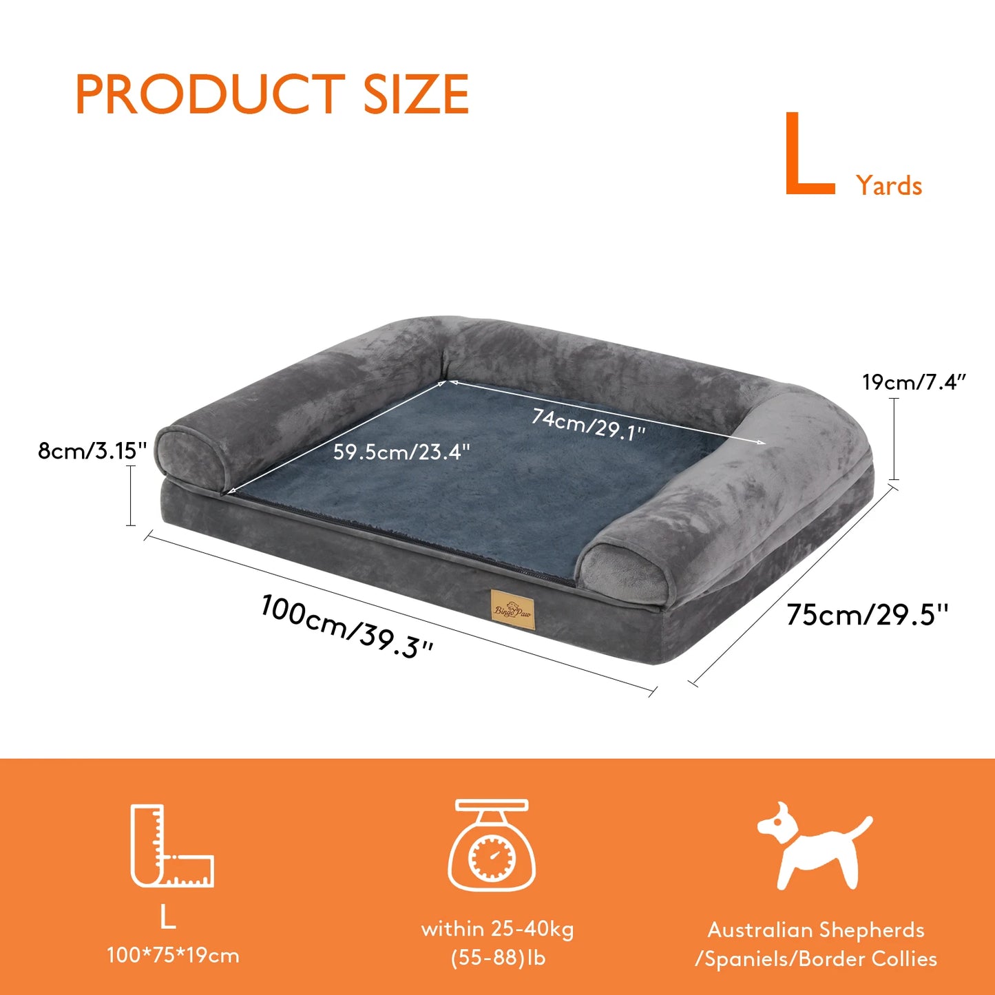 BINGOPAW Orthopedic Dog Bed With Removable Washable Foam Cushion