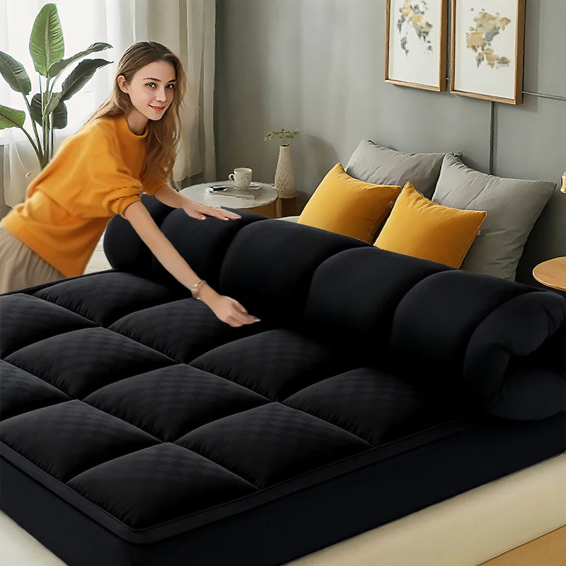 HGETVE Noiseless Thick 1000Gsm Mattress Topper With Cooling Breathable Fabric