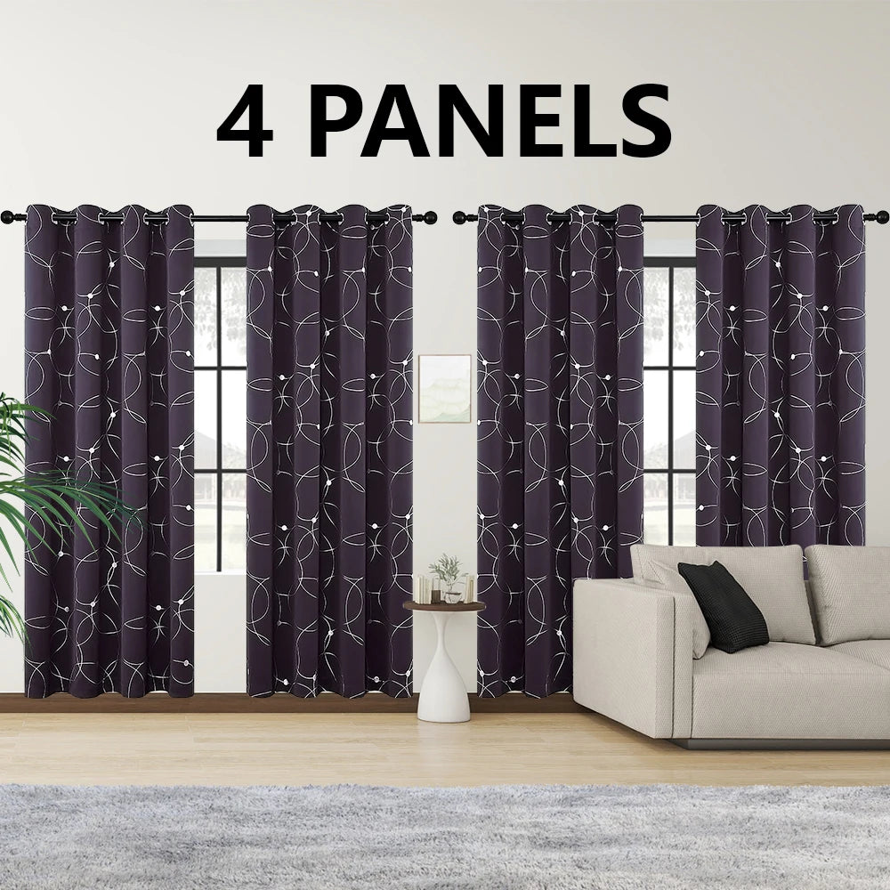 Blackout Curtains 4-Piece Grommet Set Thermally Insulated Room Darkening Bedroom