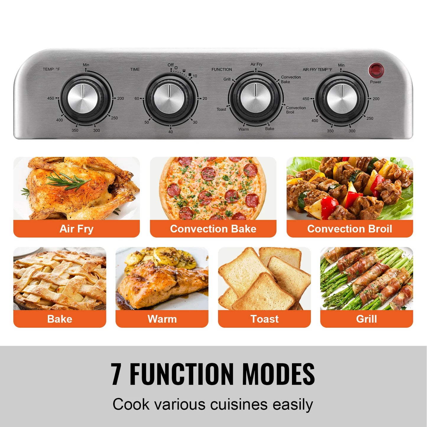 SucceBuy Air Fryer Toaster Oven Stainless Steel With Grill