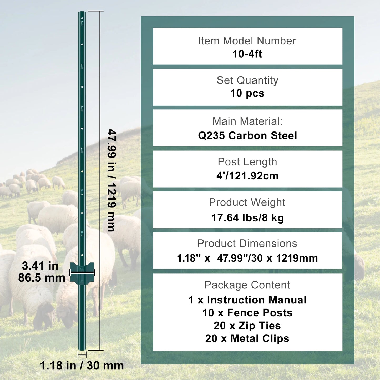 SucceBuy Heavy Duty Fence Post T Post for Outdoor Fencing