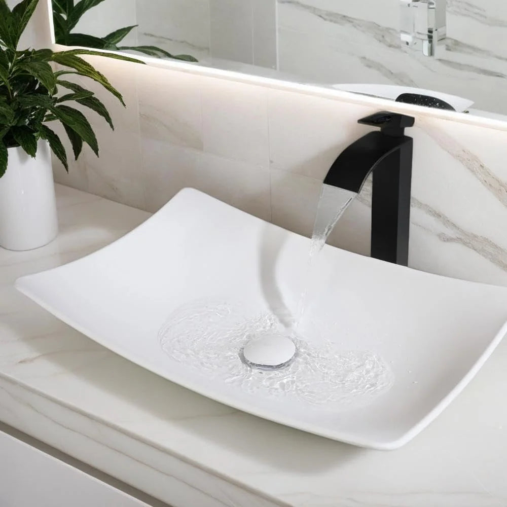 Torayvino Stone Resin Vessel Sink With Drain, Above-Counter Washbasin