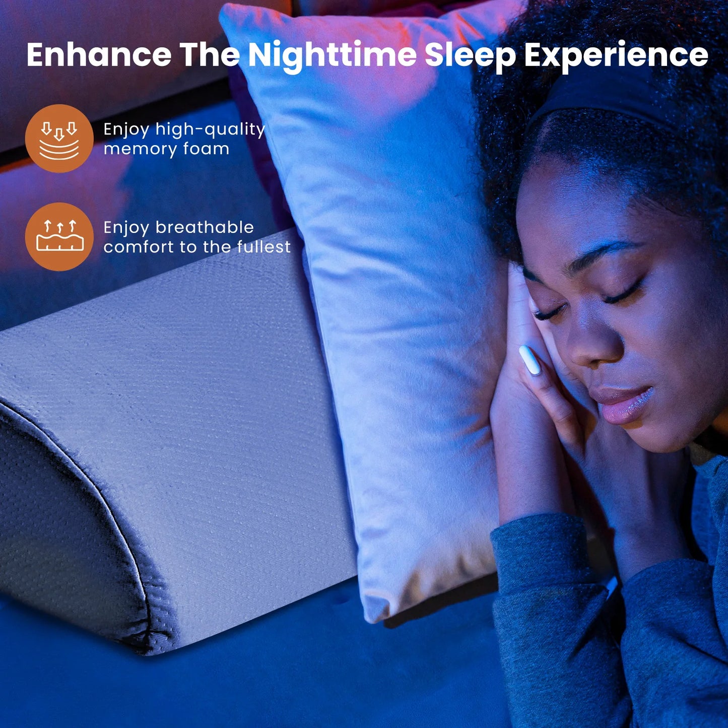 JHK Memory Foam Headboard Wedge Pillow With Removable Washable Cover