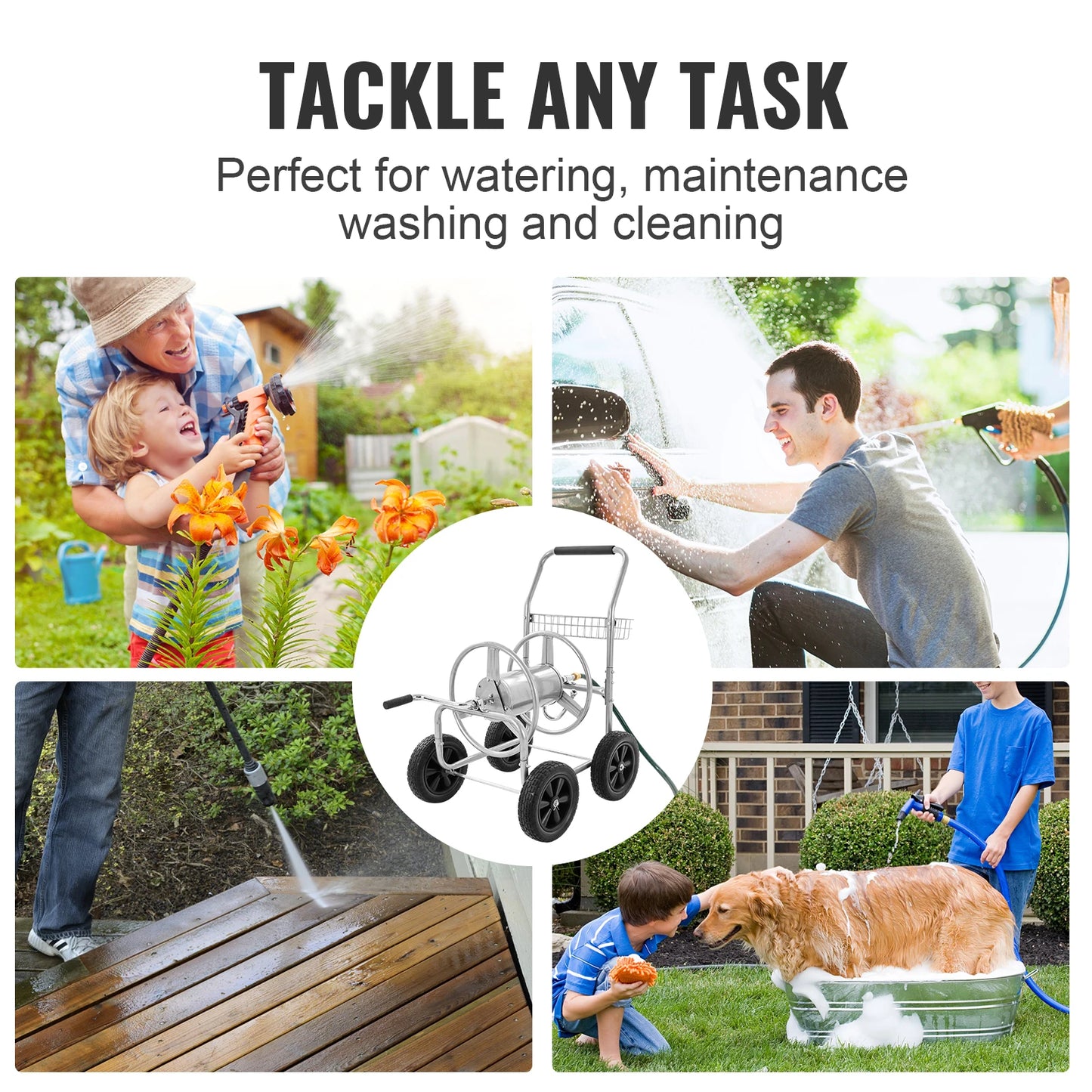 SucceBuy Hose Reel Cart Heavy Duty Garden Water System
