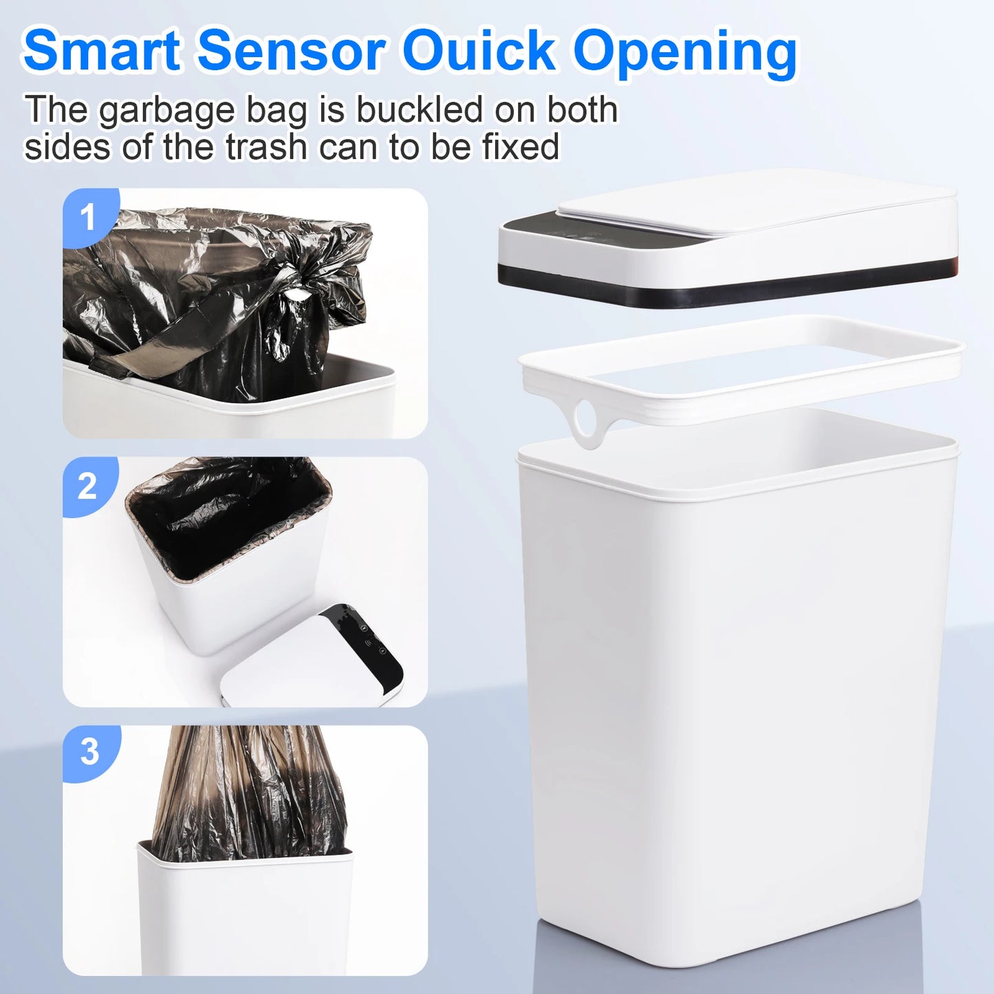 2 Pack Touchless Motion Sensor Trash Cans With Lids