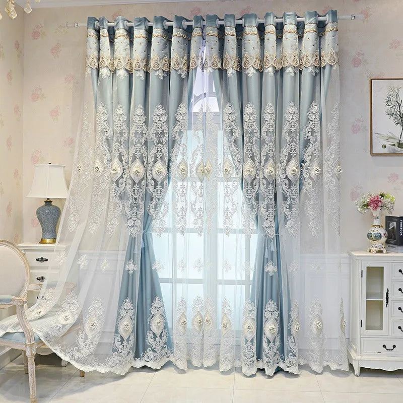 Luxury Vintage Embroidered Curtains With 3D Relief Patterns