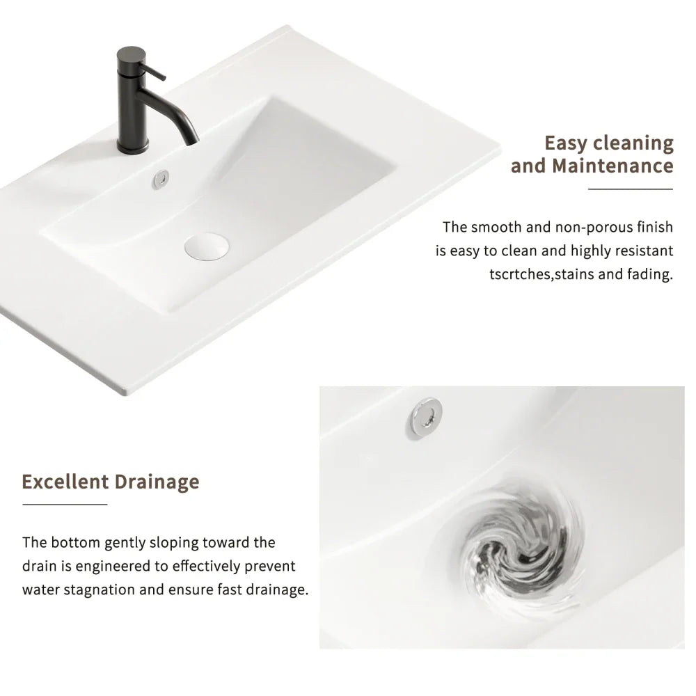 QIZHIKUAJING Ceramic Vessel Sink No Overflow For Bathroom Vanity