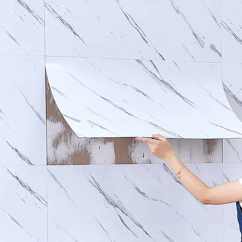 Self-Adhesive Marble PVC Floor Tiles Waterproof Peel Stick Wall Decor