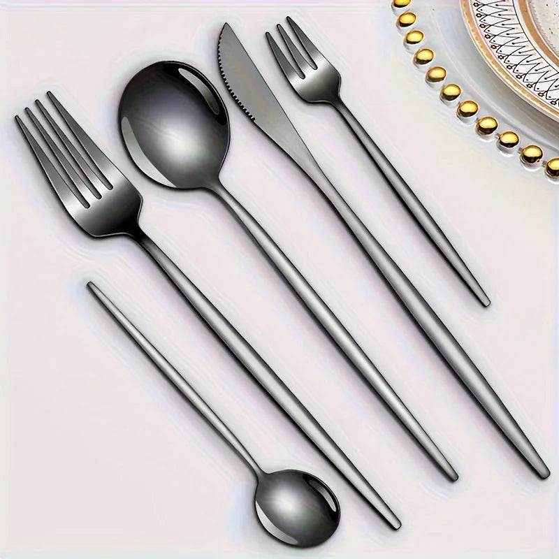 Dinnerware Luxe Golden 60pc Stainless Steel Cutlery Set Dishwasher Safe