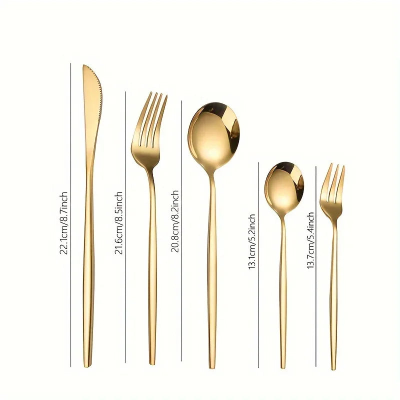 Dinnerware Luxe Golden 60pc Stainless Steel Cutlery Set Dishwasher Safe
