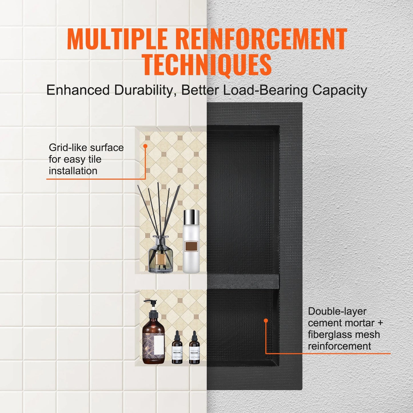 Shower Niche Organizer Dual Tier Recessed Shelf For Shower