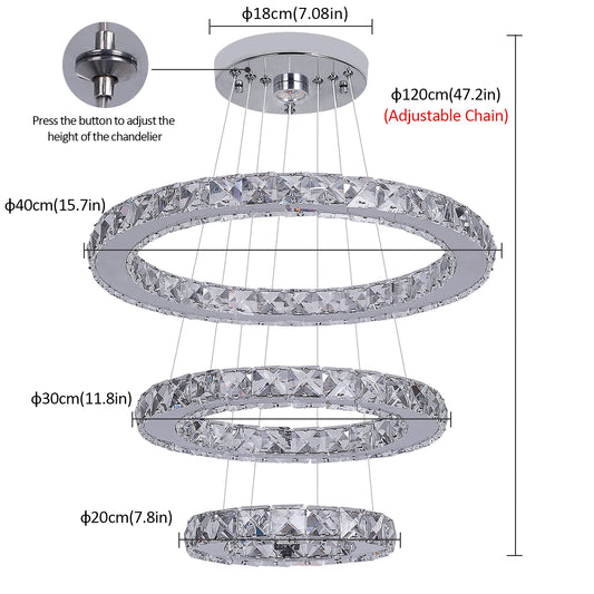 VETRULUS Crystal Chandelier for Living Room Hall Ceiling Pendant Light