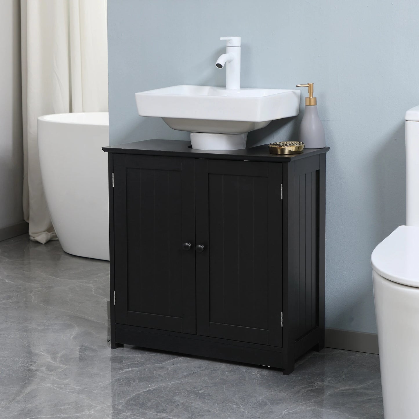 HOMCOM Under Sink Bathroom Cabinet With Two Doors And Shelf