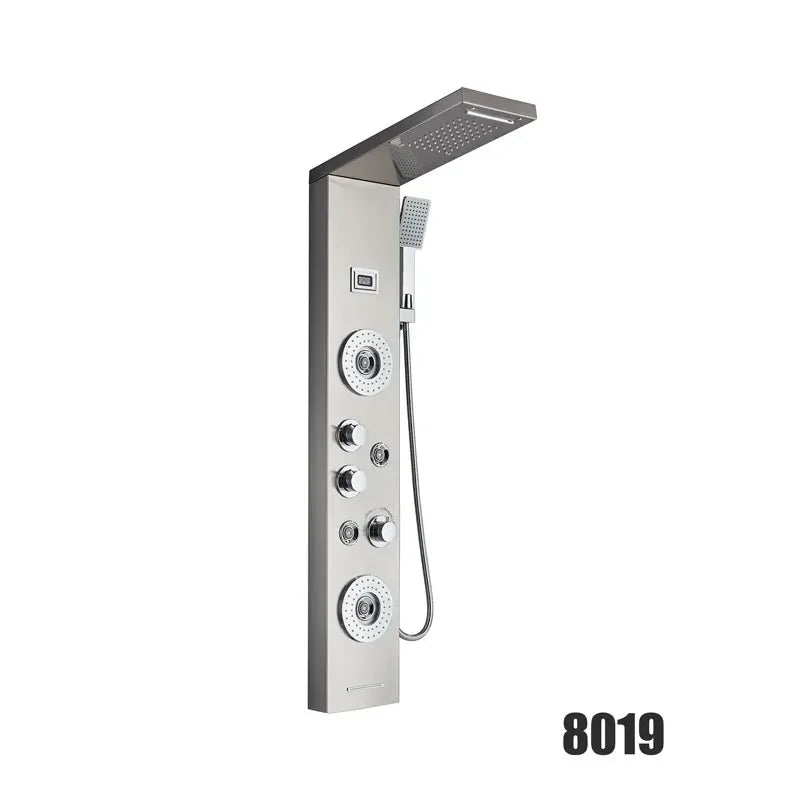 Brushed Stainless Steel Waterfall Shower Panel 5 Function With Massage
