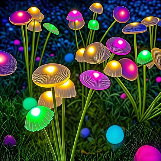Solar Garden LED Mushroom Lights Dual Mode Waterproof Yard Decor