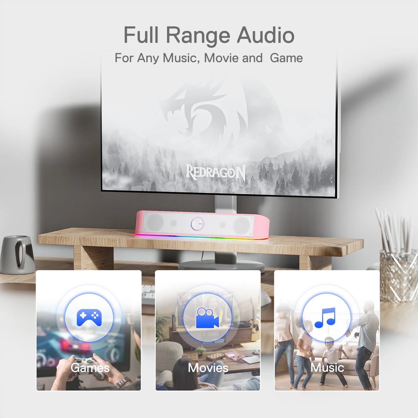 Redragon GS560 RGB Desktop Soundbar 2.0 Channel Computer Speaker