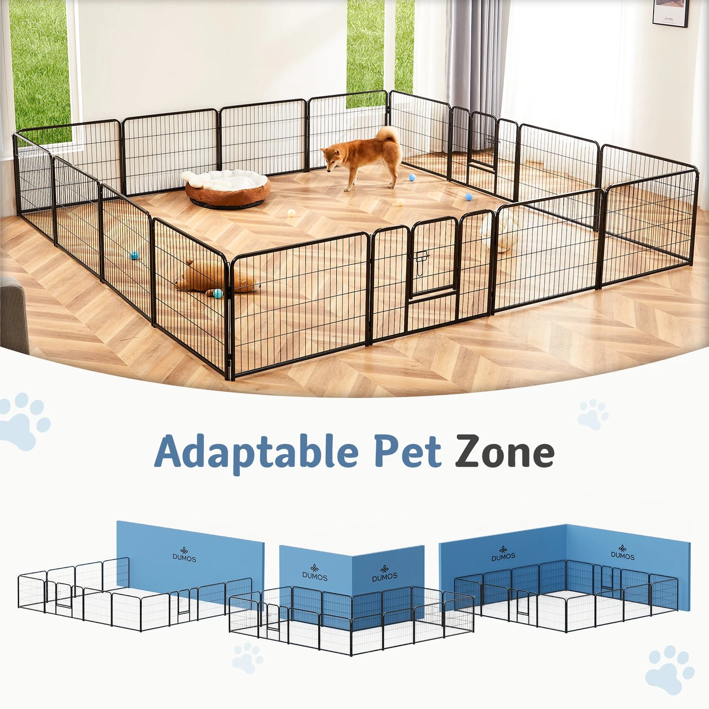 JHK Foldable 16-Panel Dog Playpen For Indoor Outdoor Use