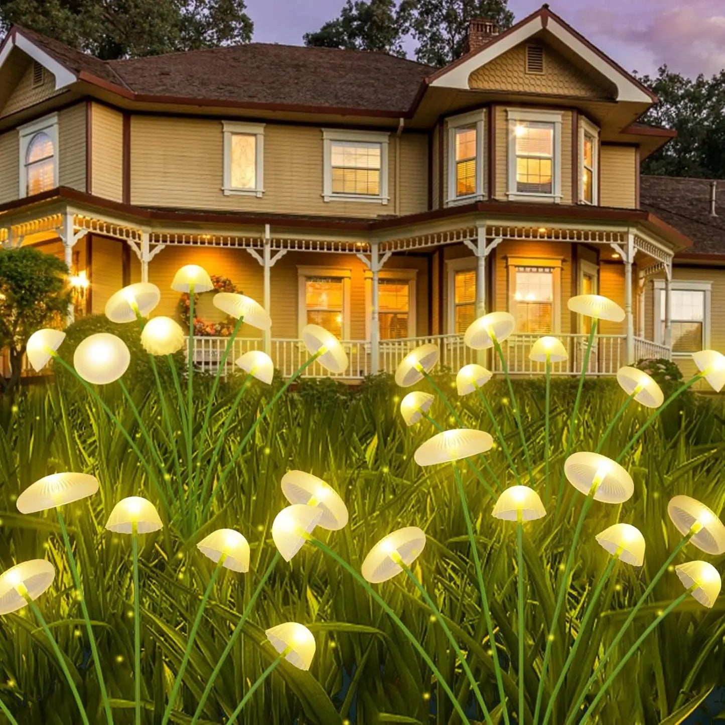 Solar Garden LED Mushroom Lights Dual Mode Waterproof Yard Decor