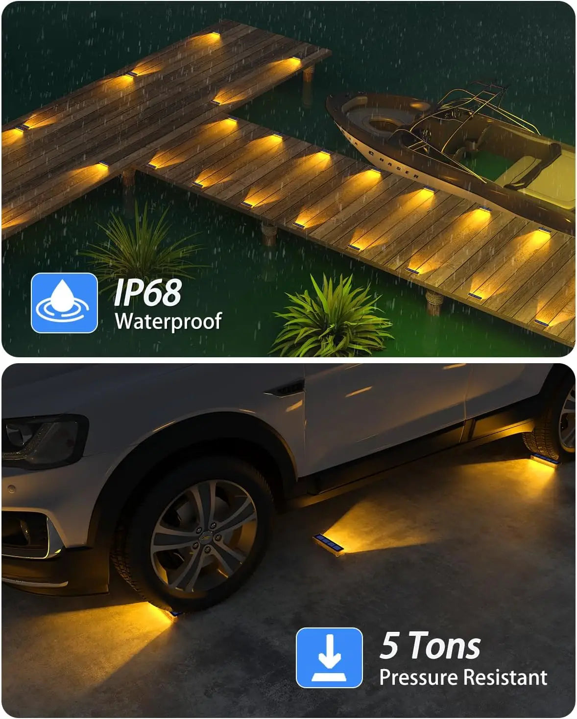 Outdoor Solar LED Step Lights 4 Pack IP68 Waterproof Walkway Garden