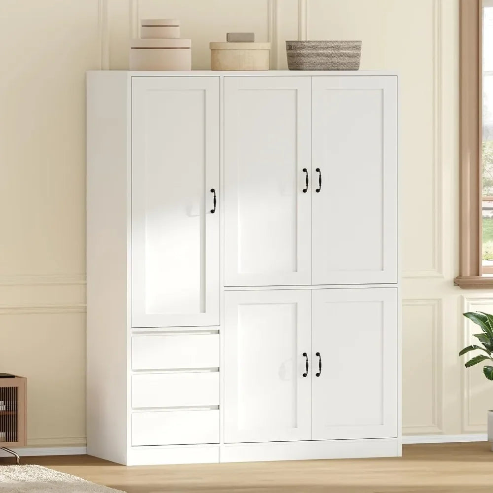 Armoire Wardrobe With Five Doors And Three Drawers